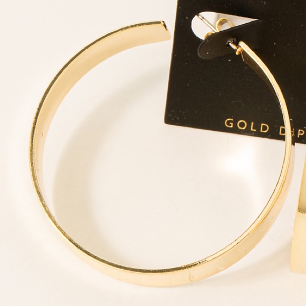 NWOT 14k Gold 1.5 Inch Flat Hoop Earrings